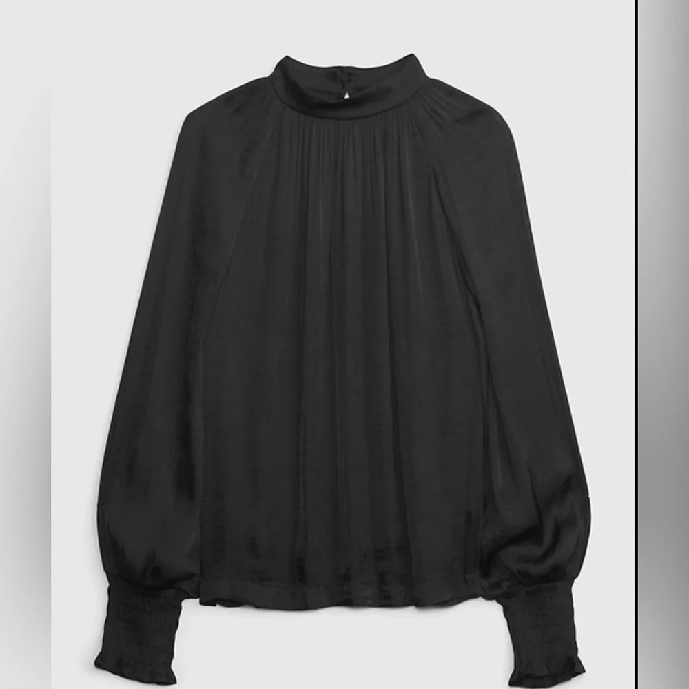 GAP Black Satin Mockneck Blouse | Size Medium |